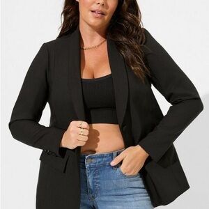 Torrid Longline Crepe Black Blazer